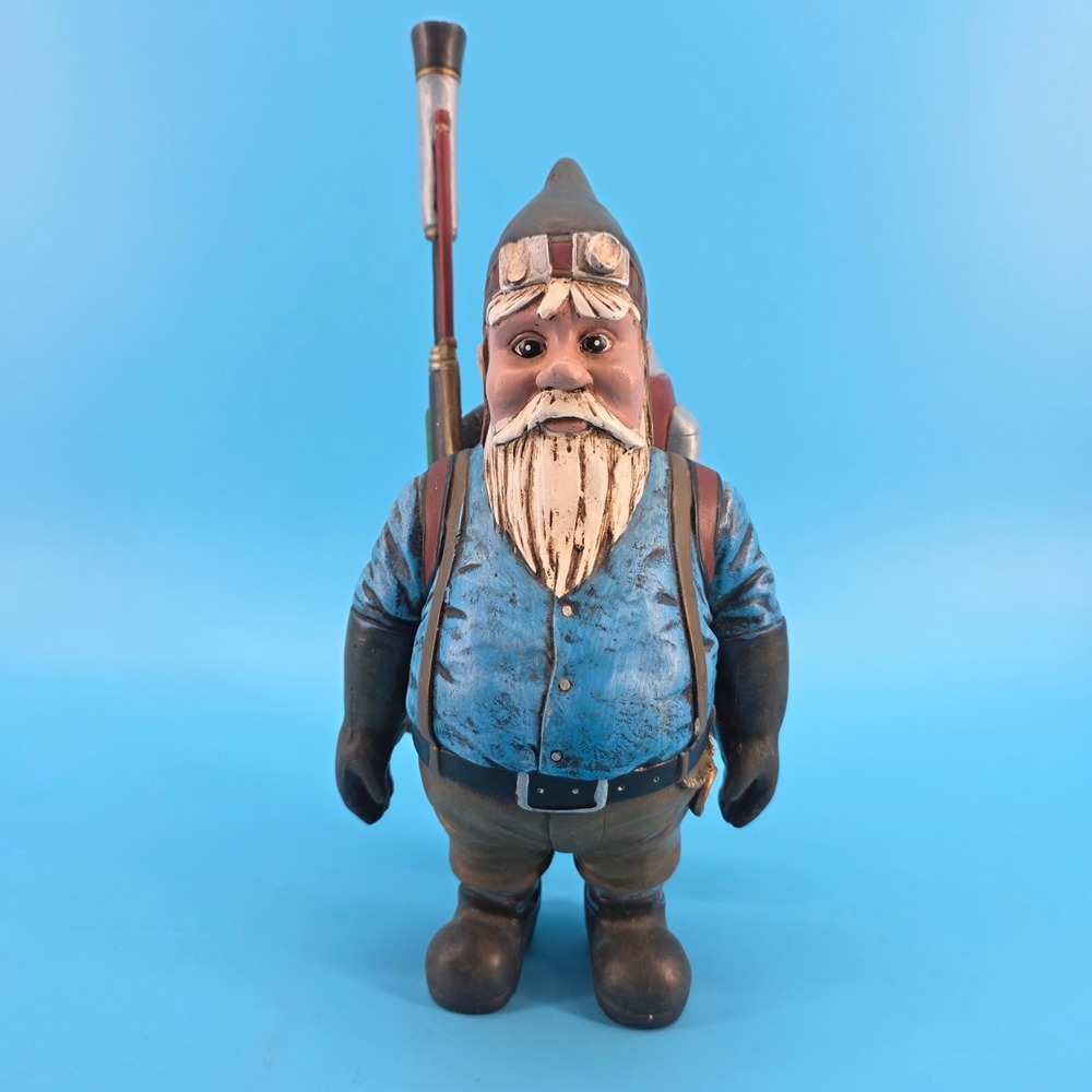 Genesis Steampunk Rocket Gnome Figurine‎ with Musket & Jetpack Statue 12"